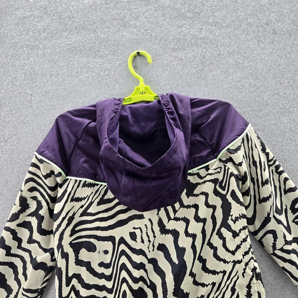 Nike Girl Jacket L Purple Windbreaker Animal Print DN5115-525 Logo‎ Zipper Long